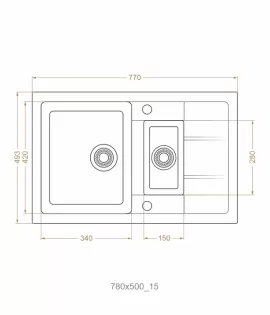 Chiuvetă 780 х 500 / 15 mm