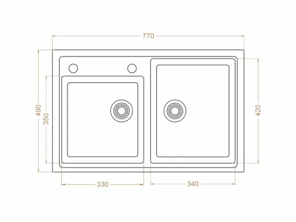 Chiuvetă 780 х 500 / 18 mm