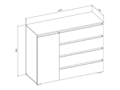Comoda Grand 1200 (1D4S)  Stejar craft auriu / Grafit