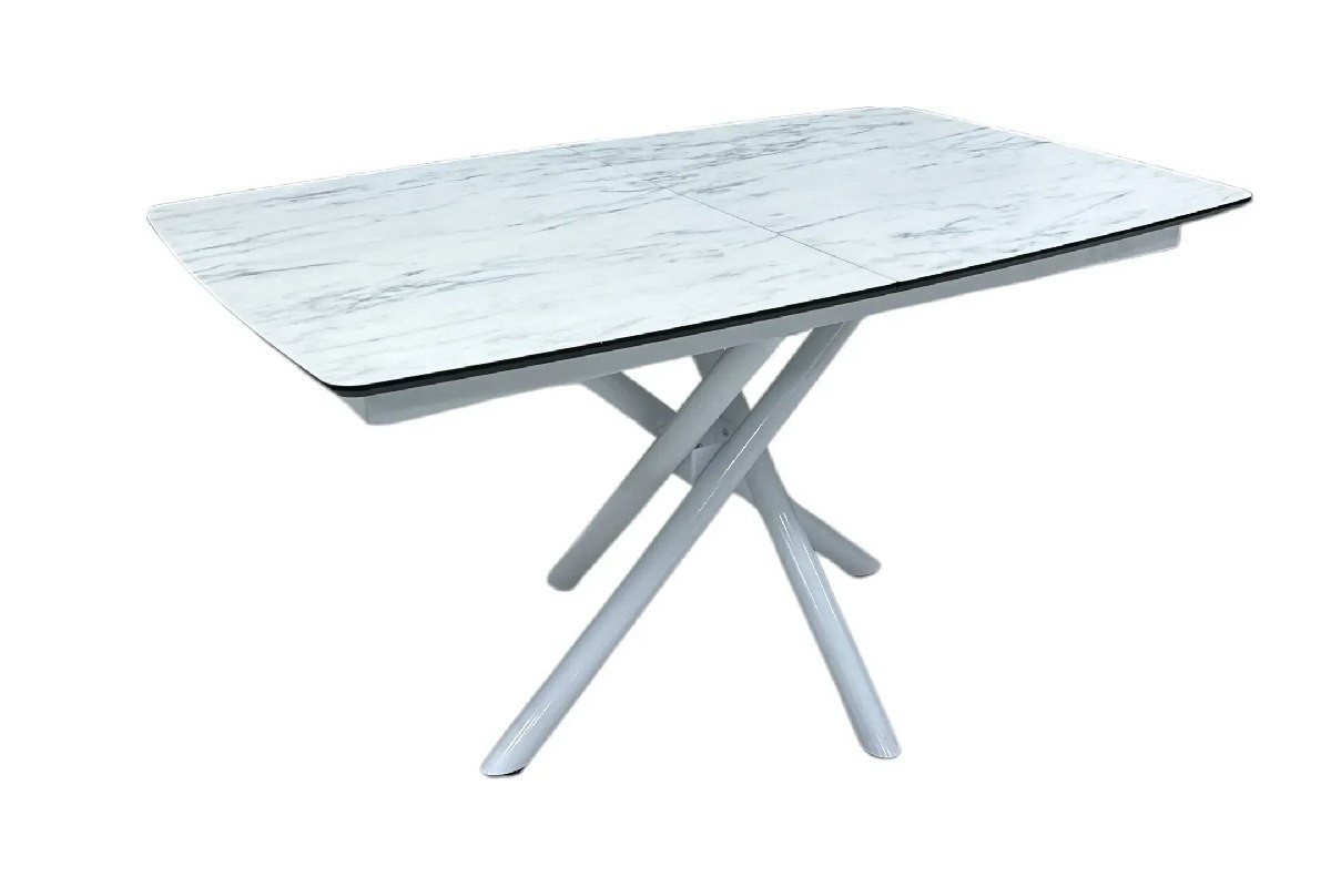Masă extensibilă Katrin 90x138/178 Marmo picioare albe