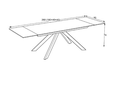 Раскладной стол Ekin 90x180/220/260, столешница из спеченного камня Shadow