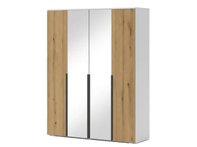 Шкаф Linia 1600 с зеркалами, Корпус Белый / Фасад Дуб Эвок
