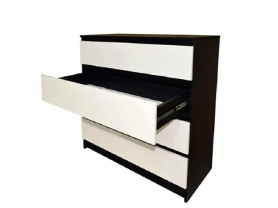 Comodă N1 / 4S NEW Alb / Negru