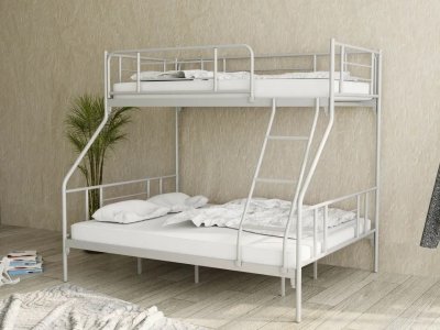 Кровать двухъярусная  Nova 0,9x2,0 + 1,4x2,0 белая