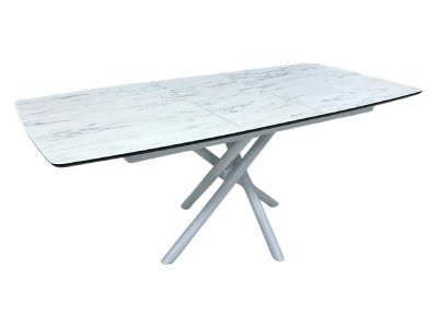 Masă extensibilă Katrin 90x138/178 Marmo picioare albe