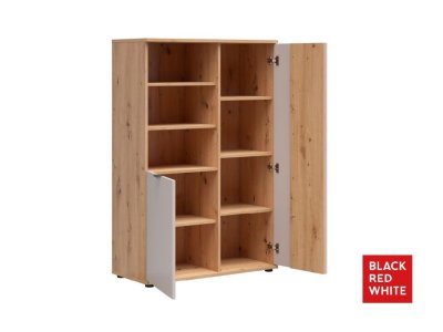 Vitrină cu 2 uși Brevas REG2D (Black Red White)