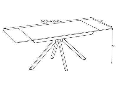 Masă extensibilă de dining Perla (80x140/170/200 cm), blat din piatră sinterizată Frost (копия)